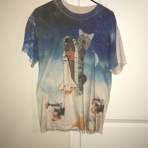 Cat on spaceship shirt